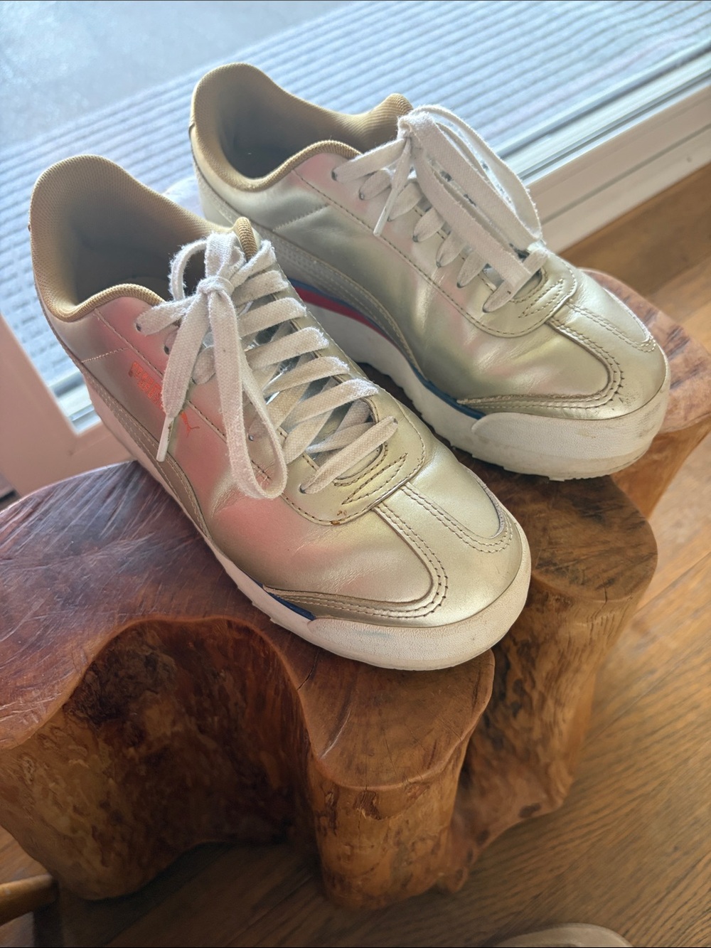 Puma Roma Metallic Platform Sneakers with White Laces